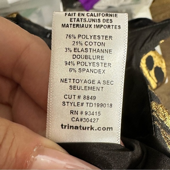 Trina Turk Sumire Off The Shoulder Jacquard Sheath Dress Black Gold size 6 - Picture 12 of 13